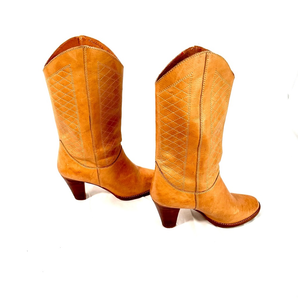 Nine West Vintage Cowboy Boots Saddle Tan Leather Women’s Size 8.5 from Brazil